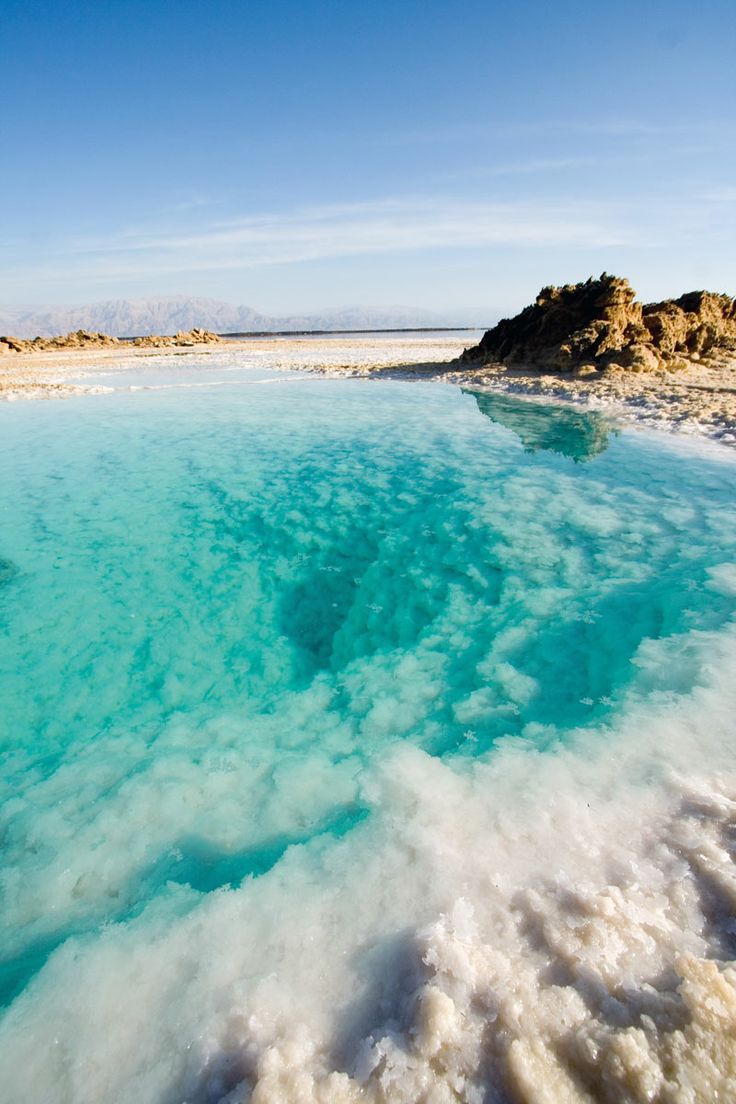 The Dead Sea, Israel which is only 45 minutes from Jerusalem. There are salt mines there for their abundance of salt.
